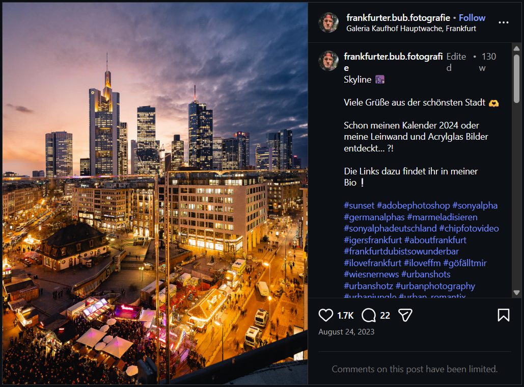 GALERIA Frankfurt Instagram