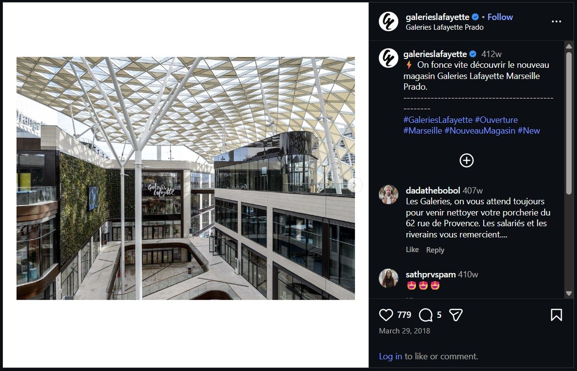 Galeries Lafayette Marseille Prado Instagram