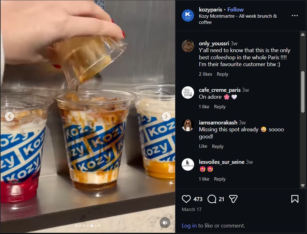 Customer comments and social proof about Kozy in Paris