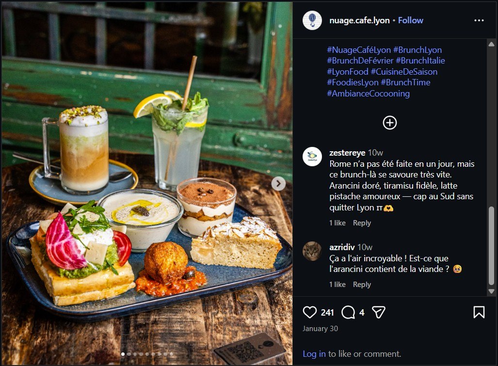 Customer comments and social proof about Nuage Café in Lyon